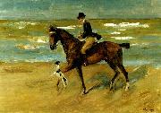 Max Liebermann ryttare vid havsstranden Germany oil painting artist
